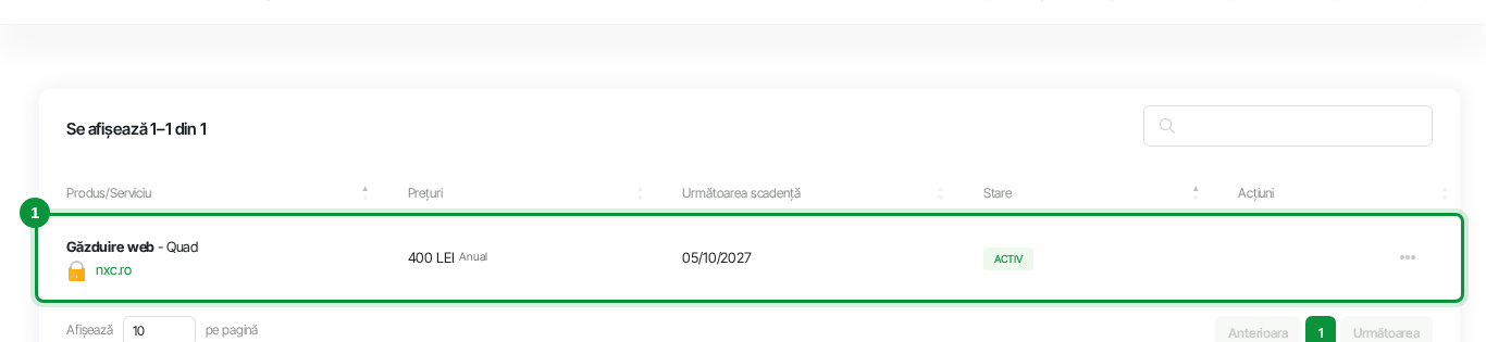 Lista de servicii din zona de client