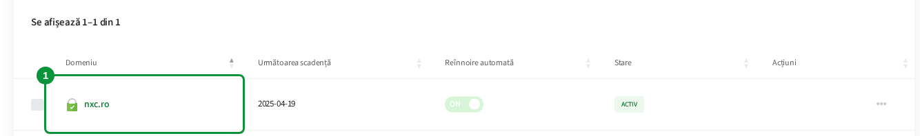 Lista domeniilor din zona de client