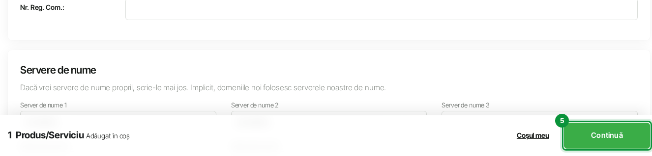 Butonul Continuă spre finalizarea comenzii