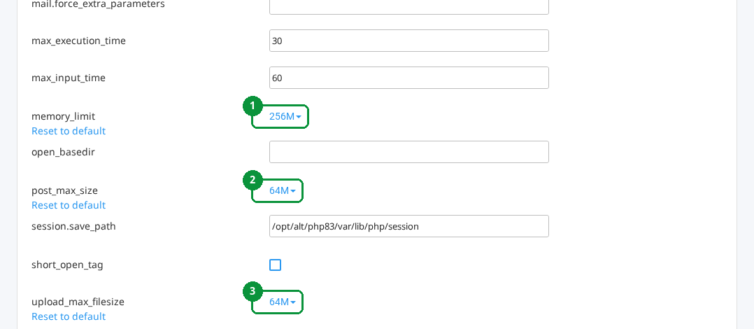 Limitele PHP după modificare