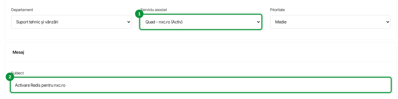 Tichet pentru activarea Redis