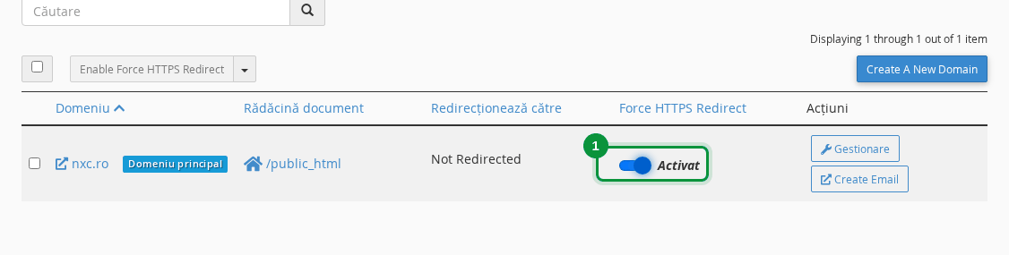 Force HTTPS Redirect activat