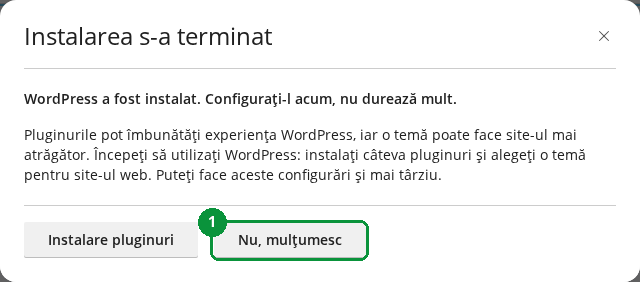 Instalarea WordPress s-a terminat